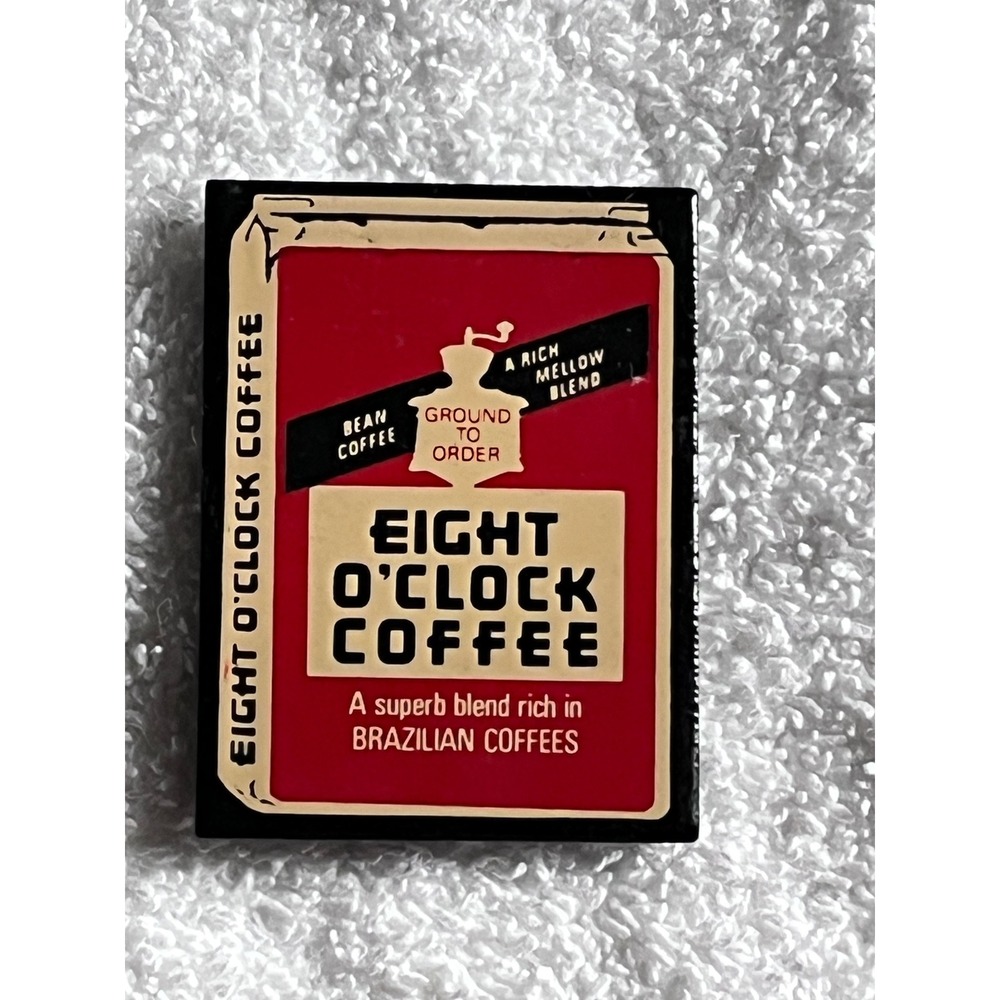 Eight O'Clock Coffee Vintage Advertising Refrigerator Magnet Red Black Cream